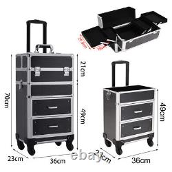 Large Vanity Makeup Beauty Cosmetic Hairdressing Nail Storage Case Trolley Box