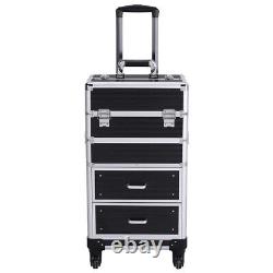 Large Vanity Makeup Beauty Cosmetic Hairdressing Nail Storage Case Trolley Box