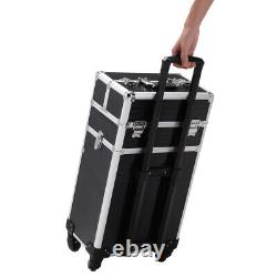 Large Vanity Makeup Beauty Cosmetic Hairdressing Nail Storage Case Trolley Box