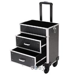 Large Vanity Makeup Beauty Cosmetic Hairdressing Nail Storage Case Trolley Box