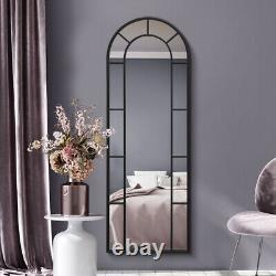 MirrorOutlet Large Black Framed Arched Leaner/Wall Mirror 67 X 24 170 x 60cm