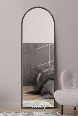 MirrorOutlet Large Black Framed Arched Leaner/Wall Mirror 71 X 24 180 x 60cm