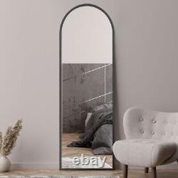 MirrorOutlet Large Black Framed Arched Leaner/Wall Mirror 71 X 24 180 x 60cm