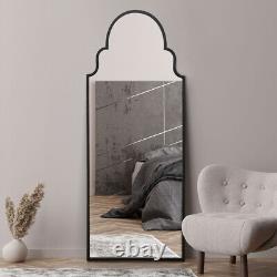 MirrorOutlet Large Black Framed Arched Leaner/Wall Mirror 71 X 28 180 x 70cm