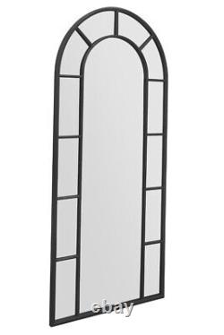 MirrorOutlet Large Black Framed Arched Leaner/Wall Mirror 75 X 33 190 x 85cm