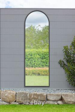MirrorOutlet Large Black Metal Framed Arched Garden Mirror 71X24 180x60cm