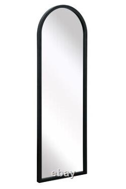 MirrorOutlet Large Black Metal Framed Arched Wall Mirror 47 X 16 120x40cm