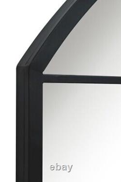 MirrorOutlet Large Black Metal Framed Arched Window Mirror 69 X 33 174x85cm