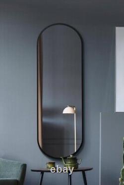 MirrorOutlet Large Black Metal Framed Double Arched Wall Mirror-71x24 180x60cm