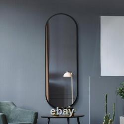 MirrorOutlet Large Black Metal Framed Double Arched Wall Mirror-71x24 180x60cm