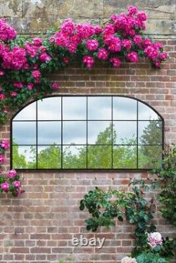 MirrorOutlet Large Black Metal Framed Garden Window Mirror 69 X 33 174x85cm