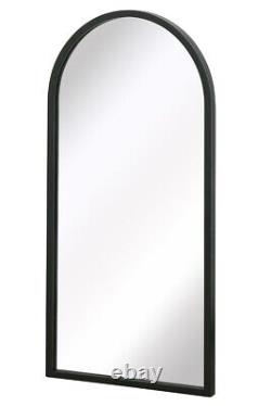 Mirroroutlet Large Black Metal Framed Arched Garden Mirror 31 X 16 80x40cm