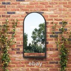 Mirroroutlet Large Black Metal Framed Arched Garden Mirror 31 X 16 80x40cm