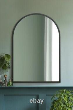 Mirroroutlet Large Black Metal Framed Arched Wall Mirror 39 X 27 100x70cm