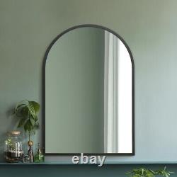 Mirroroutlet Large Black Metal Framed Arched Wall Mirror 39 X 27 100x70cm