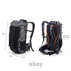 Rock 60+5L Internal Frame Hiking Backpack for Outdoor Camping
