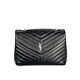 Saint Laurent Large Lou Lou Black Matelasse Chevron Leather Shoulder Bag