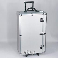 Sales Reps Large Aluminium Wheeled Storage Case with 24 Black Trays Side Access