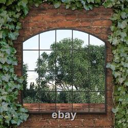 The Arcus New Extra Large Black Arched Garden Mirror 39x39 100x100cm
