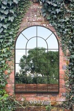 The Arcus New Extra Large Black Arched Garden Mirror 47x31 120x80cm