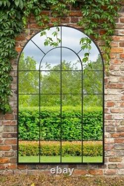 The Arcus New Extra Large Black Arched Garden Mirror 75 x 47 190 x 120cm