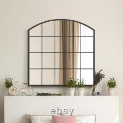 The Arcus New Extra Large Black Arched Window Mirror 39x39 100x100cm