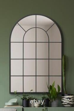 The Arcus New Extra Large Black Arched Window Mirror 47x31 120x80cm