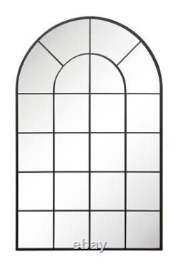 The Arcus New Extra Large Black Arched Window Mirror 75 x 47 190 x 120cm