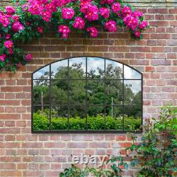 The Arcus New Extra Large Black Framed Arched Garden Mirror 43 X 29 110x75cm