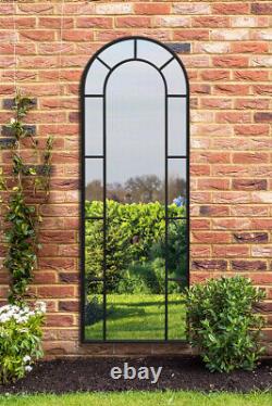 The Arcus New Extra Large Black Framed Arched Garden Mirror 67 X 24 170x60cm