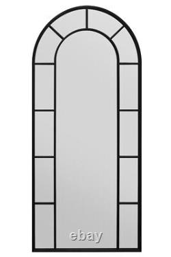The Arcus New Extra Large Black Framed Arched Garden Mirror 75 X 33 190x85cm