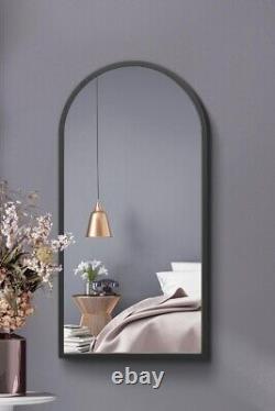 The Arcus New Extra Large Black Framed Arched Mirror 31 X 16 80 x 40cm