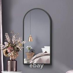 The Arcus New Extra Large Black Framed Arched Mirror 31 X 16 80 x 40cm