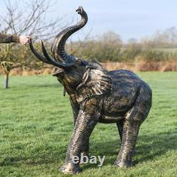 Two-in-One Large Elephant Garden Sculpture & Water Feature Aluminium Ornament