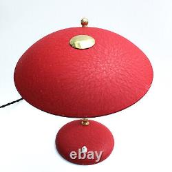 Vintage 1950s Stilnovo / Kaiser style red metal brass desk table lamp. Italy