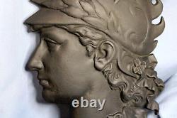 Vintage Cast Aluminum Classical Greek God Warrior Large Wall Plaque