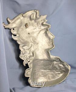 Vintage Cast Aluminum Classical Greek God Warrior Large Wall Plaque