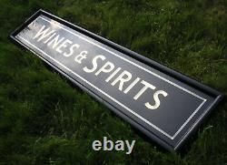 Vintage WINES & SPIRITS Gold Block Antique Style Pub Sign Beer Mancave Home Bar