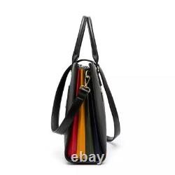 Women Briefcase Bag Large Black Color Shoulder Bag Leatherette Handbag Colorful
