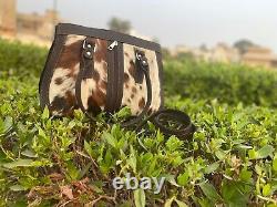Women Cowhide Tote Bag Hair On Tricolor Bag Leather Purse Bag Same As Picture