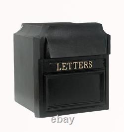 Boîte aux lettres murale extérieure en aluminium de grande taille avec finition noire et dorée