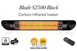 Chauffage de terrasse infrarouge Veito Blade S2500 monté au mur, jardin, patio, terrasse