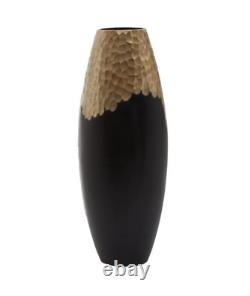 Cinquante-cinq Daito Grand Vase Décoration Maison Aluminium Noir et Or H49 cm