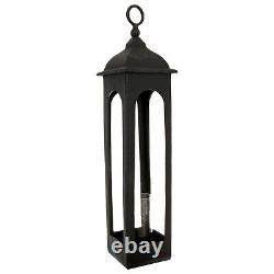 Collection de lanternes Farrah en fonte noire avec dessus en boucle en aluminium haut