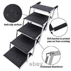 Escalier pour chien portable pliable en aluminium noir antidérapant avec rampe