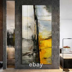 Grand cadre de peinture d'art abstrait en aluminium, cristal, porcelaine et verre 5010.