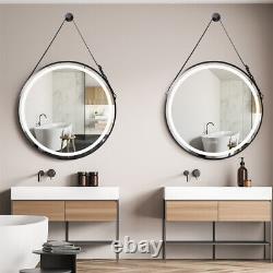 Grand miroir de salle de bain rond à LED, dimmable, anti-buée, miroir mural pour maquillage en or