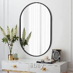 Grand miroir mural X-Large pour salle de bain avec miroir de maquillage noir flottant