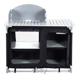 Grande armoire de cuisine en aluminium pour camping avec unité de rangement, support et poste de cuisson