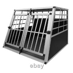 Grande boîte de transport en aluminium pour animaux de compagnie cage caisse de transport de voiture pour chien chat trapézoïdale